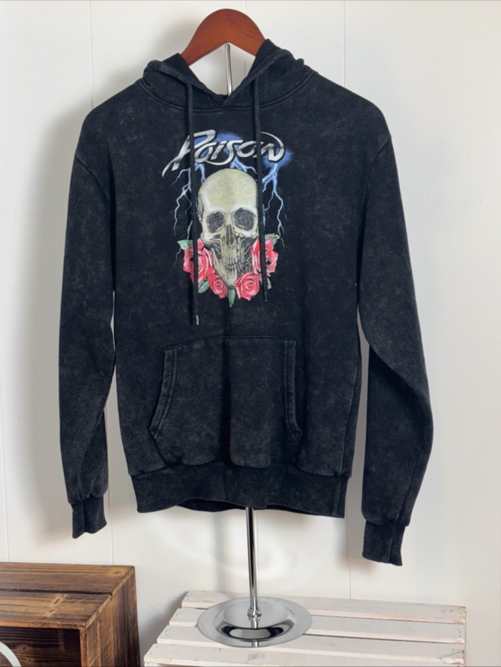 Poison‎ 2021 Black Hoodie Unisex Sz Small Cyanide Productions 2021 Distressed